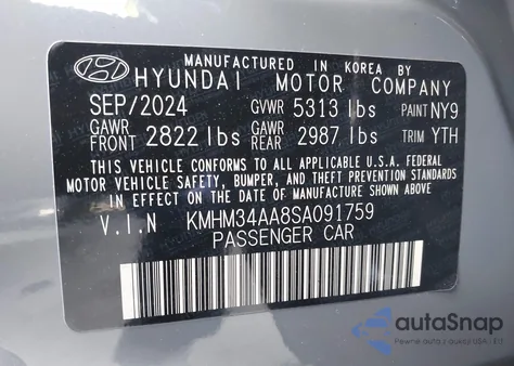 2025 Hyundai Ioniq 6 Sel z USA, uszkodzony, nr VIN KMHM34AA8SA091759